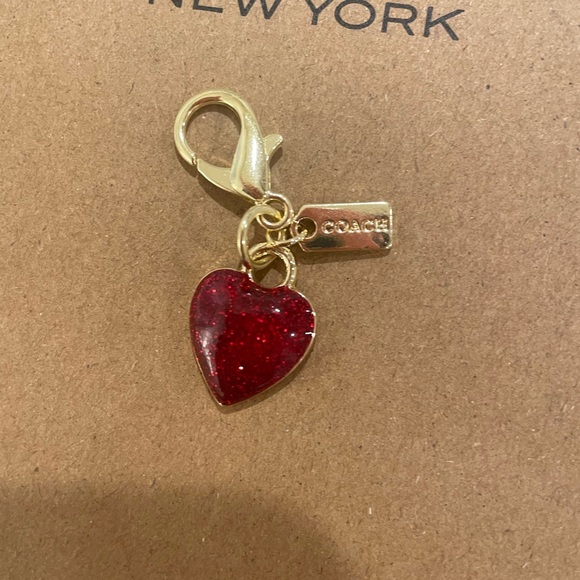 Coach Glittering Red Heart Keychain - Picture 1 of 3